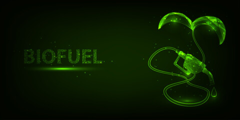 Vector illustrations of a little plants with fuel nozzle represent to biofuel renewable energy such as ethanol,biodiesel and biogas.