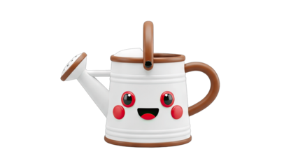 Cute Cartoon Watering Can on White Background