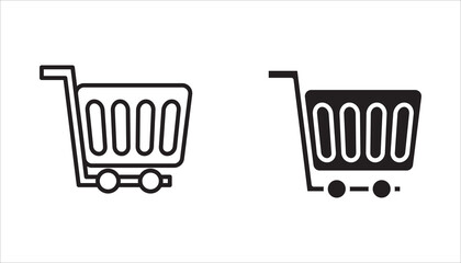 Shopping cart icon set.Discount,bag, Set of isolated icons with editable outlines. Discount