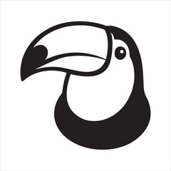 Obraz premium Minimalistic black toucan head silhouette