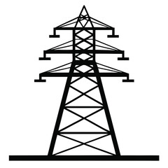 electricity tower line art silhouette vector illustration