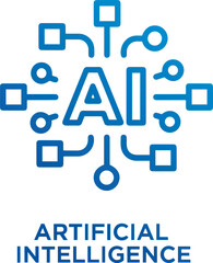 Artificial Intelligence (AI) Concept with Circuit Board Elements Icon