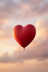 Fototapeta premium Floating Red Heart in the Air