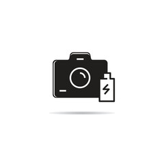 digital camera and battery icon vector illustration