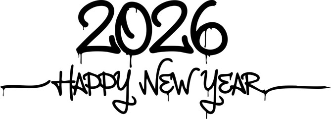 Happy New Year 2026 Typography Banner for Banner, Design and Poster