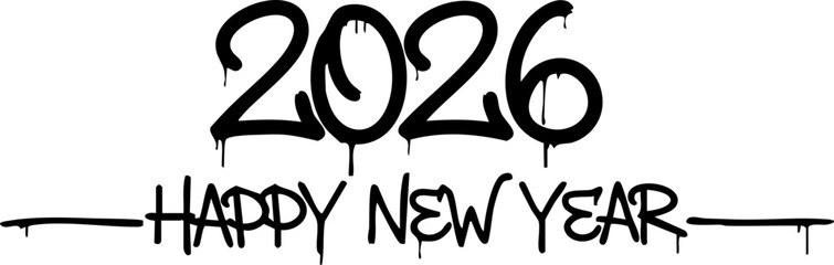 Happy New Year 2026 Typography Banner for Banner, Design and Poster