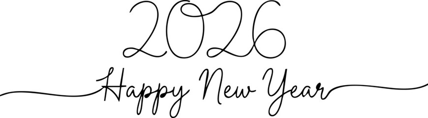 Happy New Year 2026 Typography Banner for Banner, Design and Poster