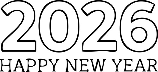 Happy New Year 2026 Typography Banner for Banner, Design and Poster