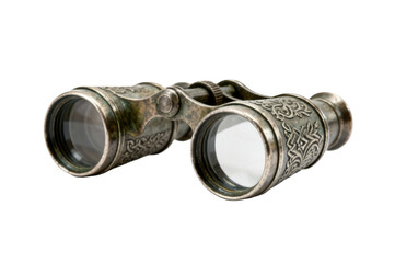 Vintage ornate opera binoculars with intricate detailing isolated on a dark background