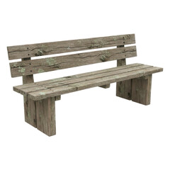 Fototapeta premium Weathered wooden park bench isolated on a dark backdrop showcasing rustic texture