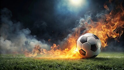 Fiery Football Rolling Across the Pitch, a Dramatic Display of Athletic Passion and Competition