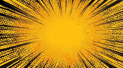 Bright Orange Comic Burst Background with Halftone Dots