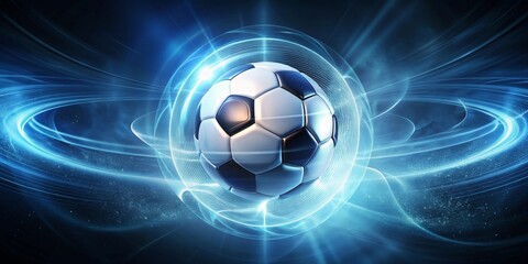 Futuristic Soccer Ball Encased in Dynamic Energy Field, a Striking Visual Metaphor for the Power and Speed of the Game