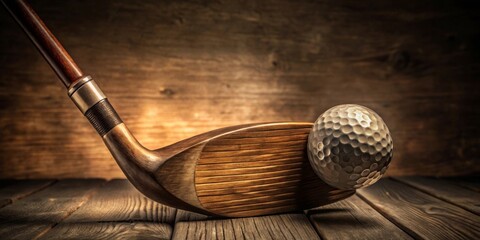 A Classic Golf Club and Ball Resting on a Rustic Wooden Surface