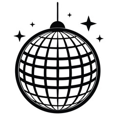 disco ball line art silhouette vector illustration