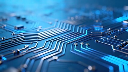 Closeup of a blue circuit board