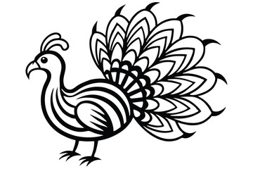 decorative tribal turkey line art silhouette vector illustration