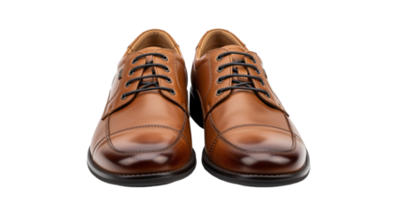 Men's casual leather shoes on transparent isolated background.