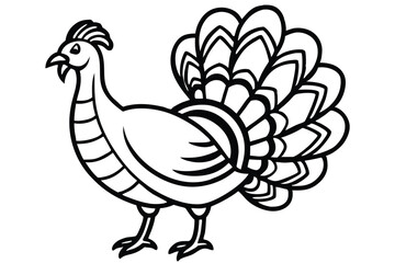 decorative tribal turkey line art silhouette vector illustration