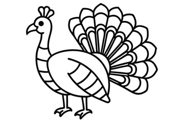 decorative tribal turkey line art silhouette vector illustration