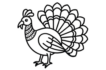 decorative tribal turkey line art silhouette vector illustration