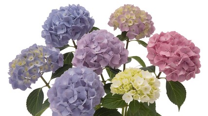 Obraz premium Set of hydrangea flowers on white.