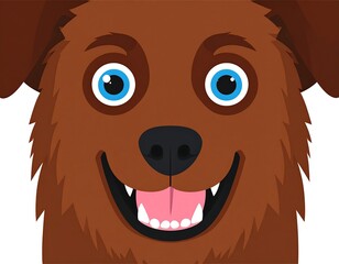 Cartoon portrait of a happy, smiling brown dog's face