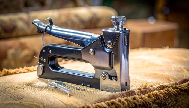 Heavy Duty Staple Gun on Wooden Surface with Staples