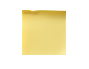 Yellow post-it note isolated on transparent background
