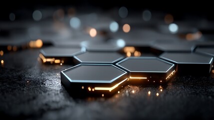 Modern abstract steel hexagon design shining high resolution background