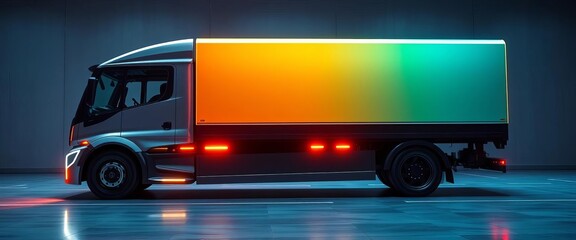 Sleek autonomous electric truck with advanced cargo system, freight, solar