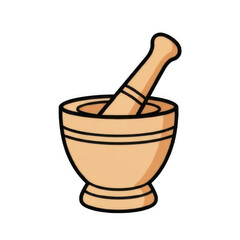 Wood mortar and pestle kitchen tool for grinding