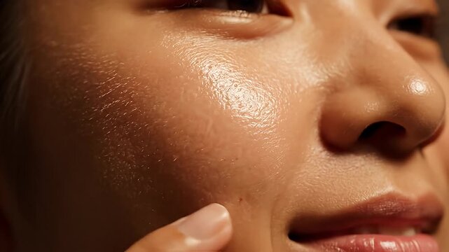 Close-Up of Oily Skin - Causes, Care, and Prevention.