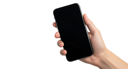 Hand holding black smartphone