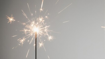 Obraz premium Sparkler Burning Brightly Against a Neutral Background.