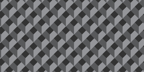 Vector decoration white and gray seamless material pattern with square cubic and cube design. Geometric pattern illustration mosaic .