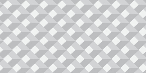 Vector decoration white and gray seamless material pattern with square cubic and cube design. Geometric pattern illustration mosaic .