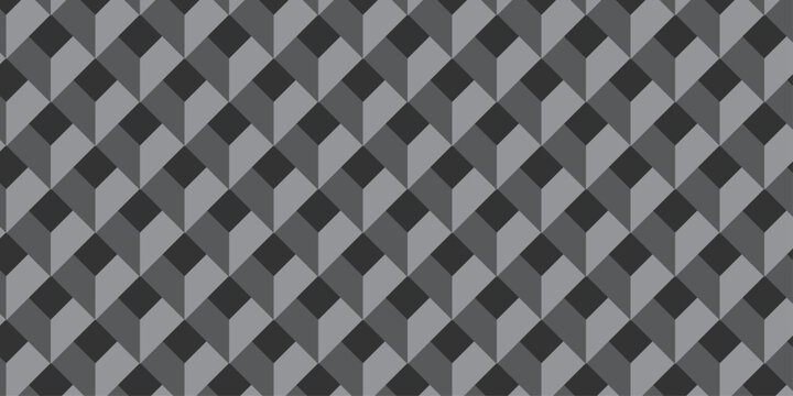 Vector decoration white and gray seamless material pattern with square cubic and cube design. Geometric pattern illustration mosaic .