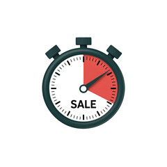 A graphic illustration of a stopwatch counting down for a limited-time sale promotion