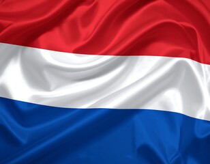 Close-up of a flag displaying horizontal bands of red, white, and blue