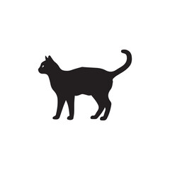 Silhouette of a cat shows feline form against white background. Cat silhouette displays elegant pose, capturing domestic animal’s essence, with cat silhouette emphasizing grace