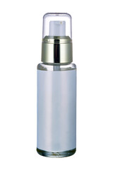 studio shot of a small mock up spray bottle with empty blank white label