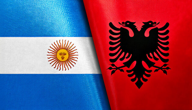 アルゼンチンの国旗とアルバニアの国旗(Argentina flag & Albania flag.)
