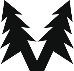 Geometric V pine tree Logo Symbol