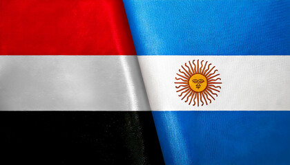 アルゼンチンの国旗とイエメンの国旗(Argentina flag & Yemen flag.)
