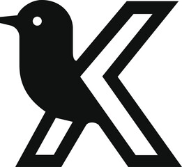 Minimal Bird Letter K Logo Icon