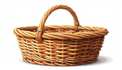 Woven brown basket with a handle, isolated (1)