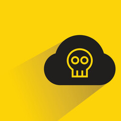 cloud and skull icon with shadow yellow background