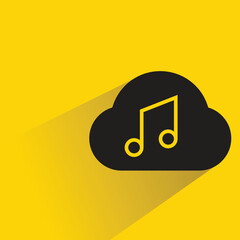 cloud and music note icon with shadow yellow background