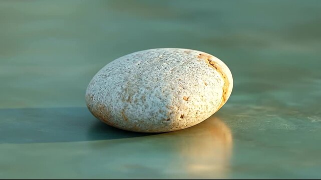 Smooth pebble resting on a serene surface